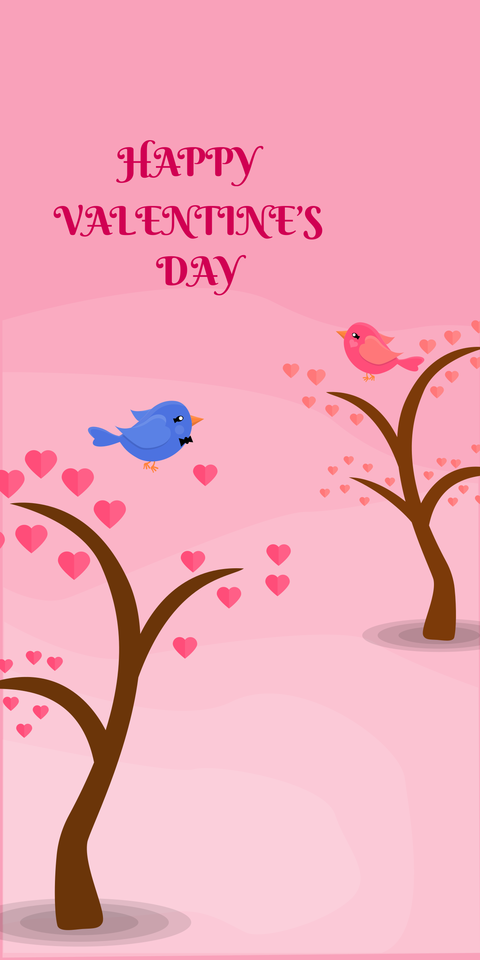 Birds on the Trees Love-Themed Valentine's Day Sign Template